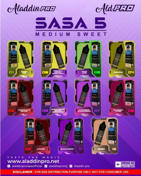 Aladdin Pro PE511 SASA 5 FLAVOR 18K 18000 Puffs DSP Pod Fullset and Cartridge (Copy)