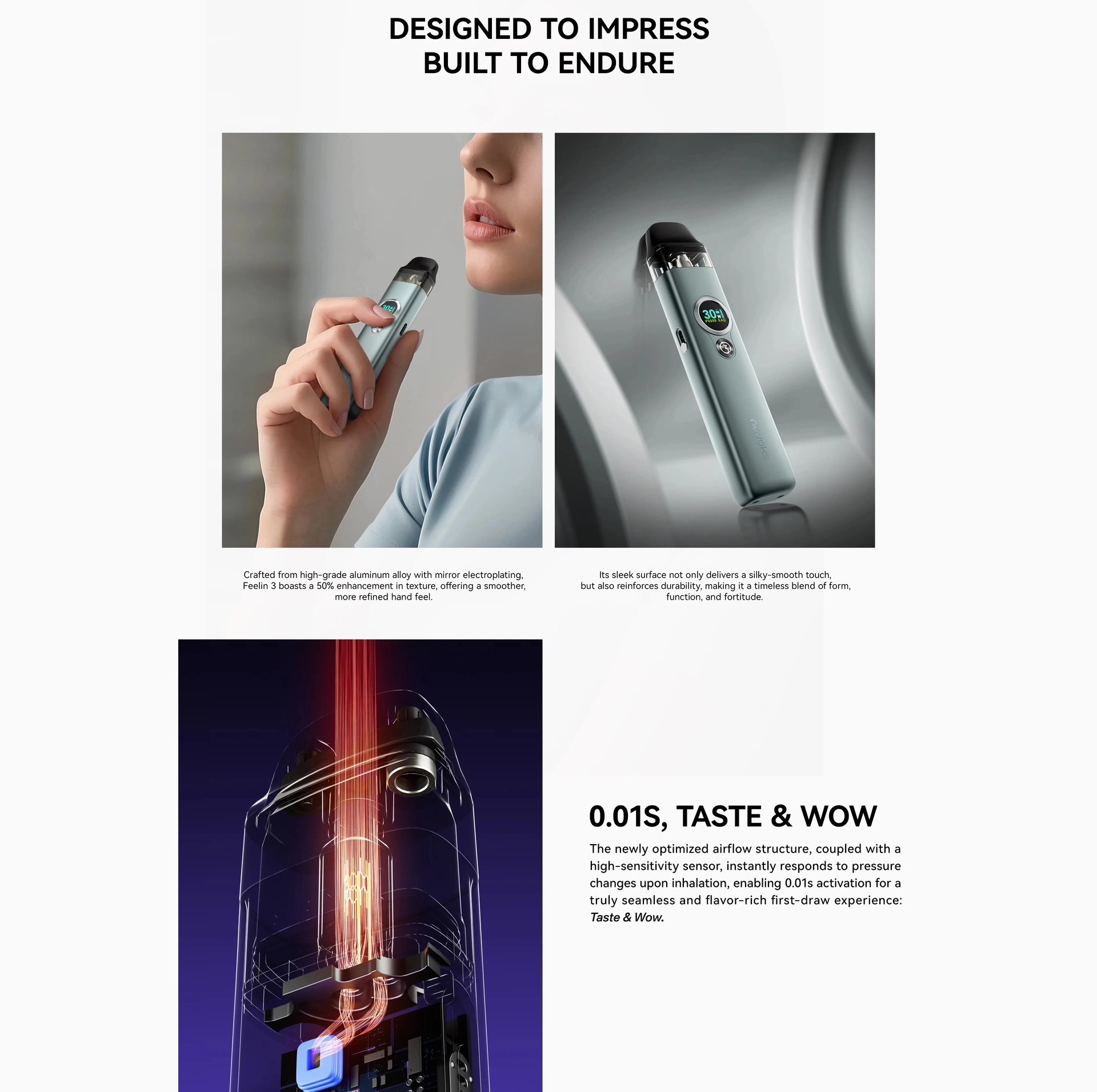 Nevoks Feelin 3 Kit (SPL Coil Version) – 1500mAh, 5–30W, Type-C Fast Charging - Image 3